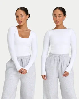 Damska bluzka z długim rękawem „Essentials Dual Wear” – biała