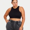 Damska koszulka crop top typu racer – czarna Damska koszulka crop top typu racer – czarna