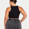 Damska koszulka crop top typu racer – czarna Damska koszulka crop top typu racer – czarna
