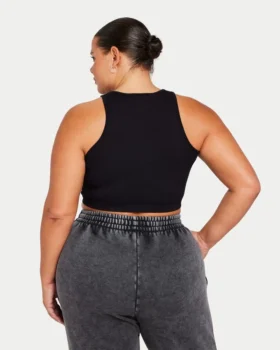Damska koszulka crop top typu racer – czarna