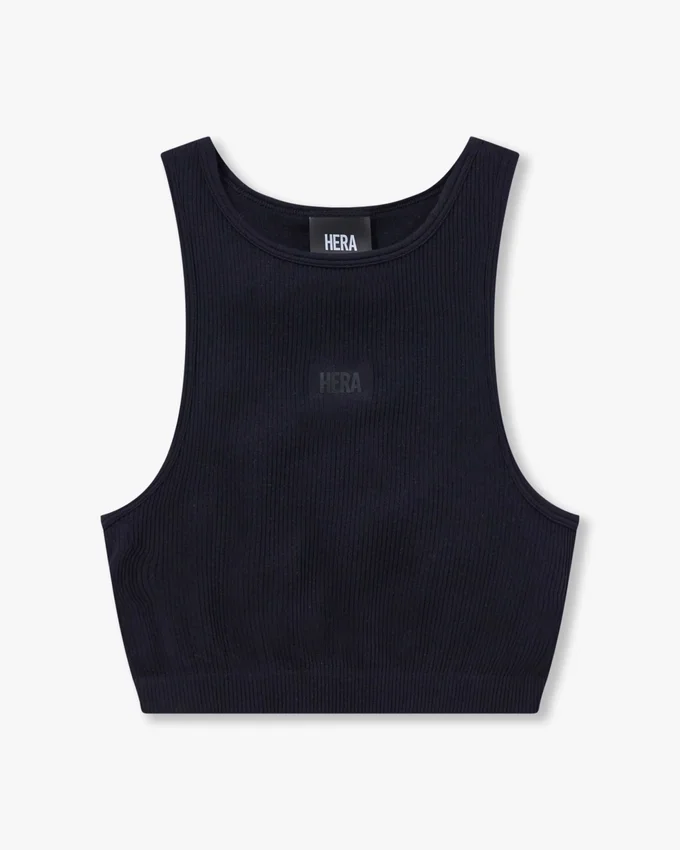 Damska koszulka crop top typu racer – czarna Damska koszulka crop top typu racer – czarna