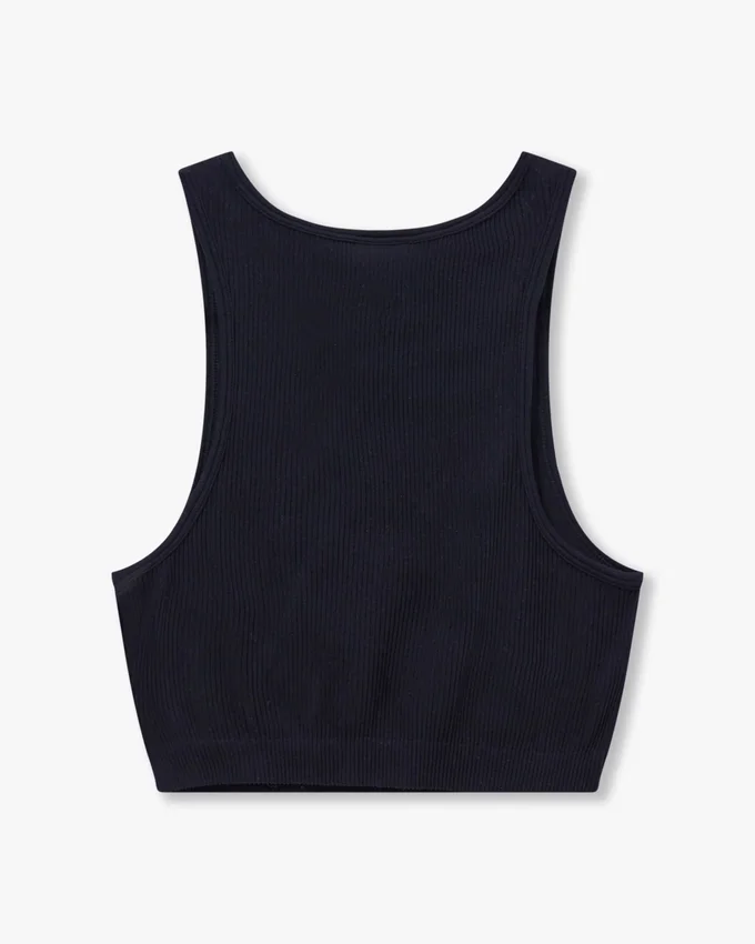 Damska koszulka crop top typu racer – czarna Damska koszulka crop top typu racer – czarna