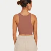 Damska koszulka typu crop top w stylu racer – kolor brązowy „acorn” Damska koszulka typu crop top w stylu racer – kolor brązowy „acorn”