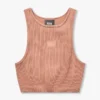 Damska koszulka typu crop top w stylu racer – kolor brązowy „acorn” Damska koszulka typu crop top w stylu racer – kolor brązowy „acorn”