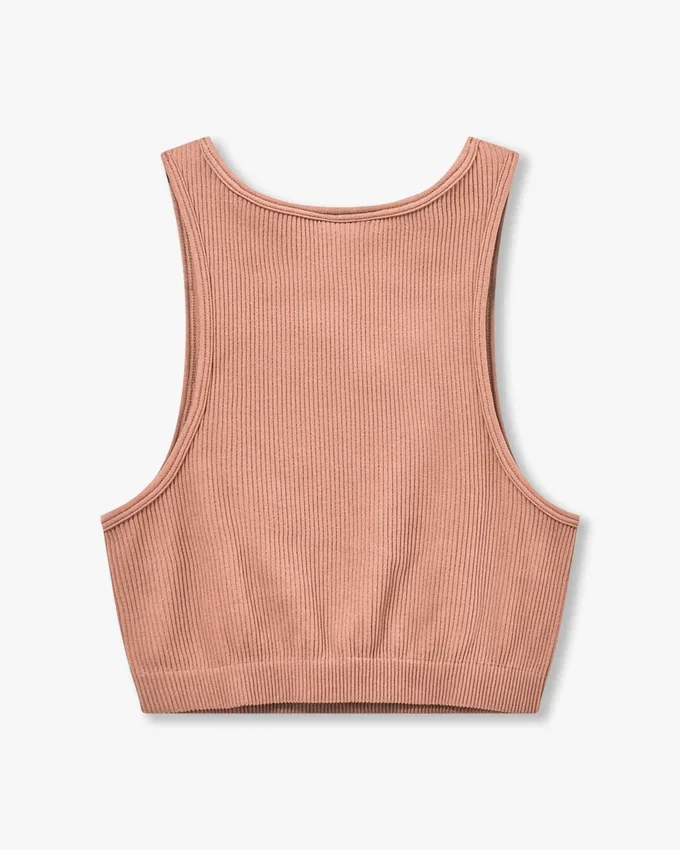 Damska koszulka typu crop top w stylu racer – kolor brązowy „acorn” Damska koszulka typu crop top w stylu racer – kolor brązowy „acorn”