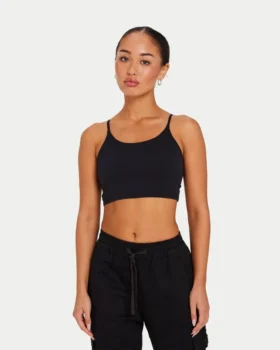 Damska podstawowa bluzka typu crop top – czarna