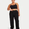 Damska podstawowa bluzka typu crop top – czarna Damska podstawowa bluzka typu crop top – czarna