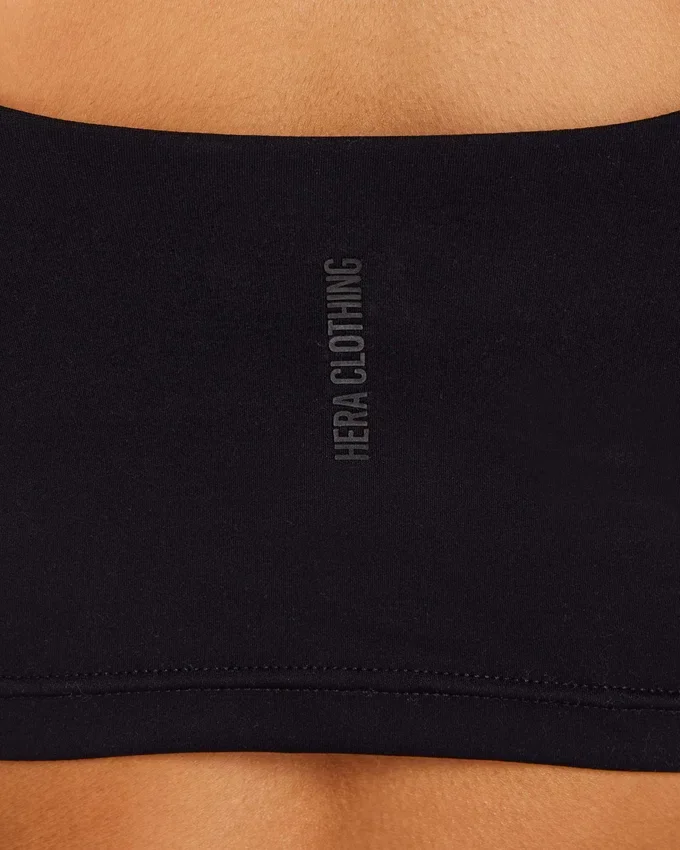 Damska podstawowa bluzka typu crop top – czarna Damska podstawowa bluzka typu crop top – czarna