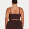 Damska podstawowa bluzka typu crop top – kolor brązowy łupkowy