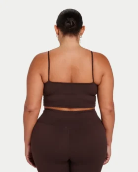 Damska podstawowa bluzka typu crop top – kolor brązowy łupkowy