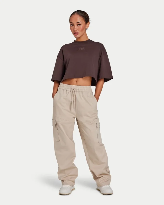 Damskie spodnie cargo – kolor owsiany Damskie spodnie cargo – kolor owsiany