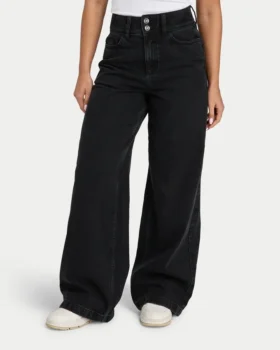 Dżinsy damskie wide leg – czarne