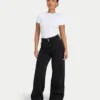 Dżinsy damskie wide leg – czarne