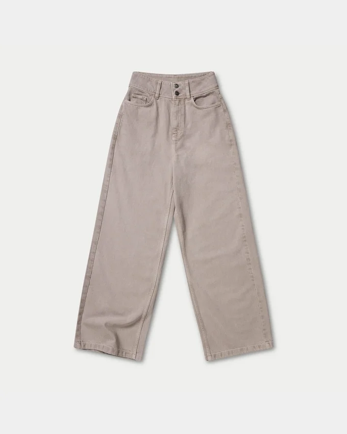 Dżinsy damskie wide leg – kolor kamienny Dżinsy damskie wide leg – kolor kamienny