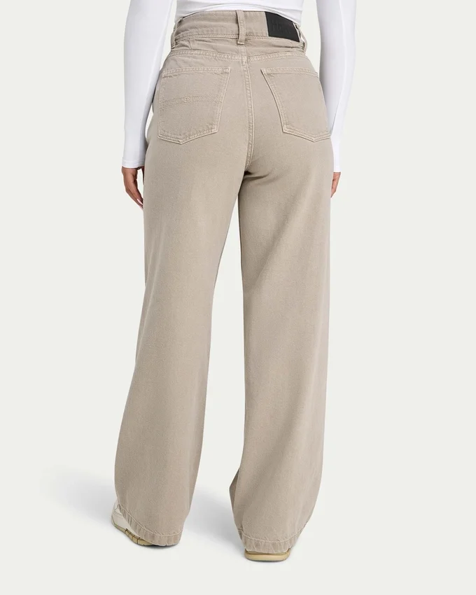 Dżinsy damskie wide leg – kolor kamienny Dżinsy damskie wide leg – kolor kamienny