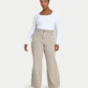 Dżinsy damskie wide leg – kolor kamienny Dżinsy damskie wide leg – kolor kamienny