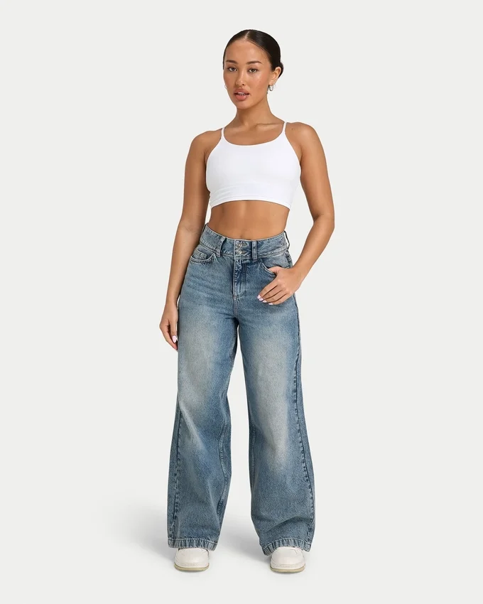 Dżinsy damskie wide leg – średni odcień Dżinsy damskie wide leg – średni odcień