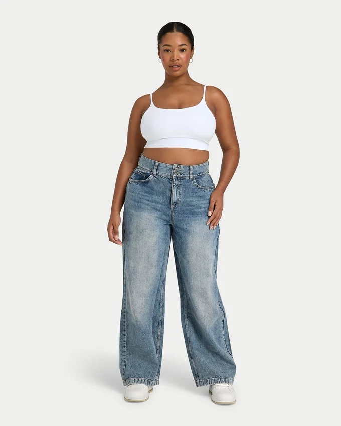 Dżinsy damskie wide leg – średni odcień Dżinsy damskie wide leg – średni odcień