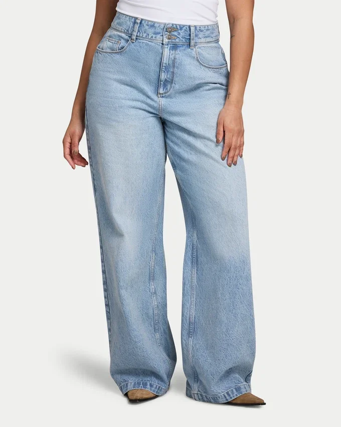Dżinsy wide leg damskie – jasnoniebieskie Dżinsy wide leg damskie – jasnoniebieskie