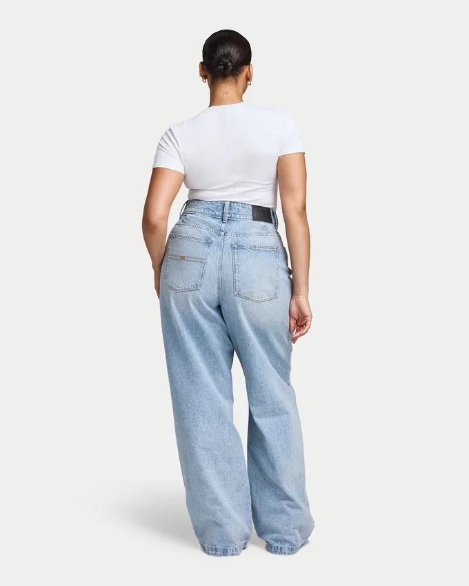 Dżinsy wide leg damskie – jasnoniebieskie Dżinsy wide leg damskie – jasnoniebieskie