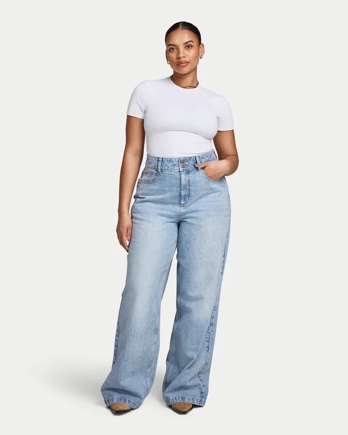 Dżinsy wide leg damskie – jasnoniebieskie Dżinsy wide leg damskie – jasnoniebieskie