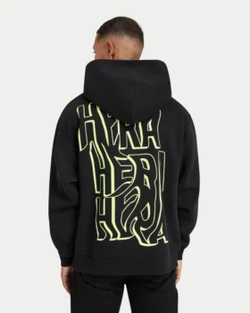 Męska bluza z kapturem w stylu graffiti w kroju oversize – czarna
