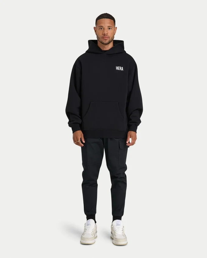 Męska bluza z kapturem w stylu oversized – czarna Męska bluza z kapturem w stylu oversized – czarna