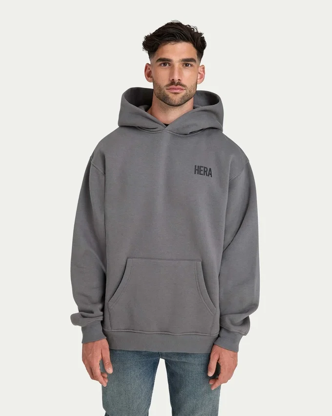 Męska bluza z kapturem w stylu oversized – kolor grafitowy Męska bluza z kapturem w stylu oversized – kolor grafitowy