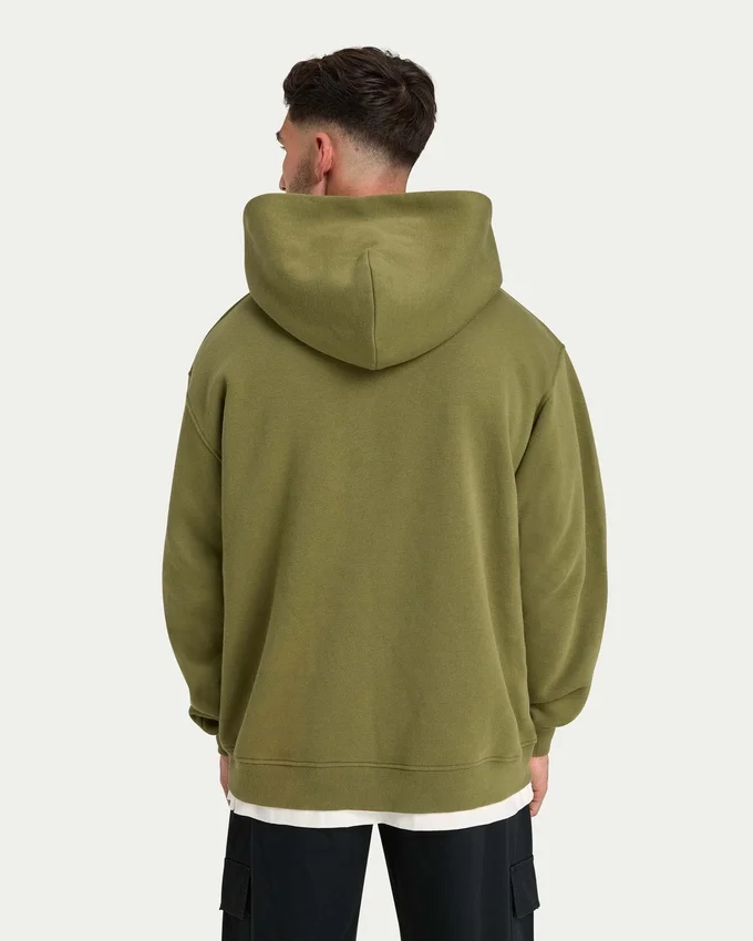 Męska bluza z kapturem w stylu oversized – oliwkowa zieleń Męska bluza z kapturem w stylu oversized – oliwkowa zieleń