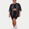 Męska koszulka z siateczki w stylu varsity – czarna Męska koszulka z siateczki w stylu varsity – czarna