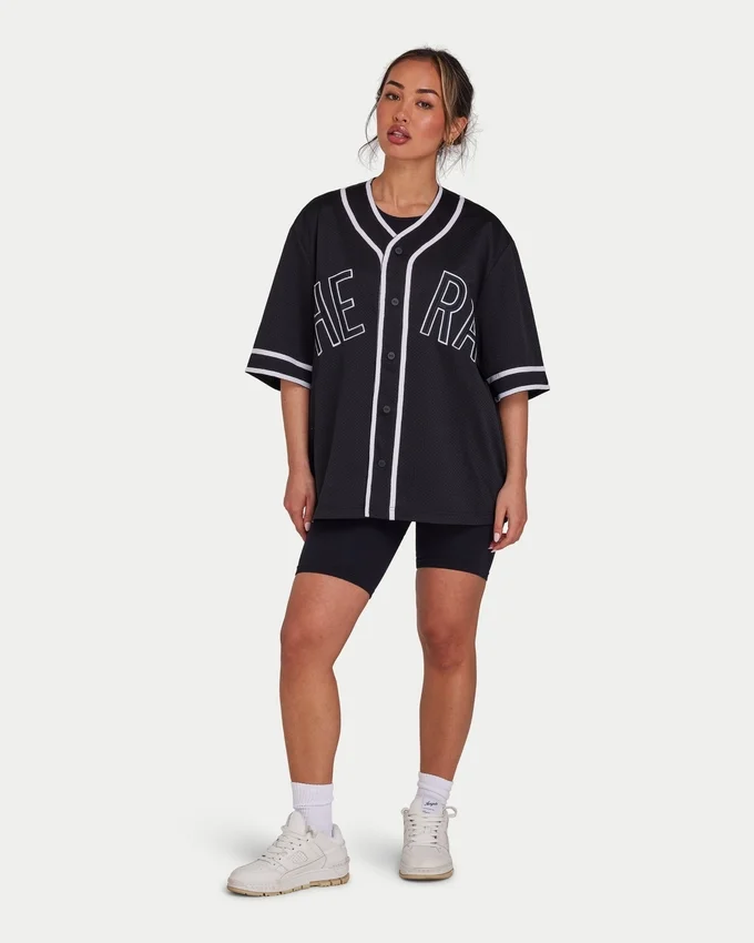 Męska koszulka z siateczki w stylu varsity – czarna Męska koszulka z siateczki w stylu varsity – czarna
