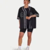 Męska koszulka z siateczki w stylu varsity – czarna Męska koszulka z siateczki w stylu varsity – czarna