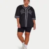 Męska koszulka z siateczki w stylu varsity – czarna Męska koszulka z siateczki w stylu varsity – czarna