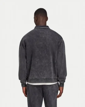 Męska Signature, sprana bluza oversize z zamkiem 1/4