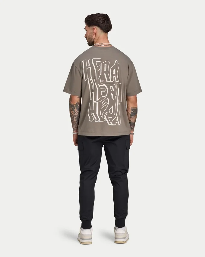 Męski T-shirt oversize z nadrukiem graffiti Męski T-shirt oversize z nadrukiem graffiti