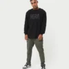 Męski T-shirt z długim rękawem z logo – czarna Męski T-shirt z długim rękawem z logo – czarna