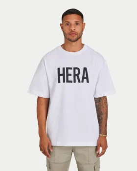 Męski T-shirt z nadrukiem „Label” – biały