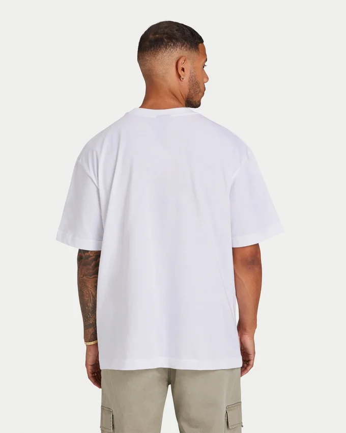 Męski T-shirt z nadrukiem „Label” – biały Męski T-shirt z nadrukiem „Label” – biały