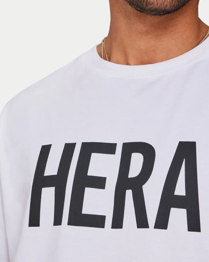 Męski T-shirt z nadrukiem „Label” – biały Męski T-shirt z nadrukiem „Label” – biały