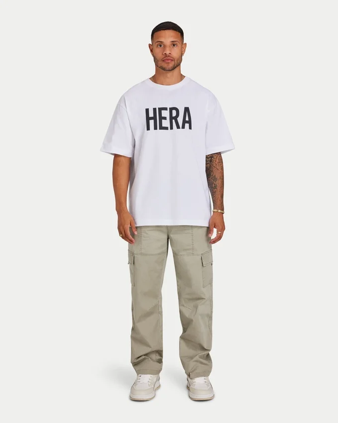 Męski T-shirt z nadrukiem „Label” – biały Męski T-shirt z nadrukiem „Label” – biały