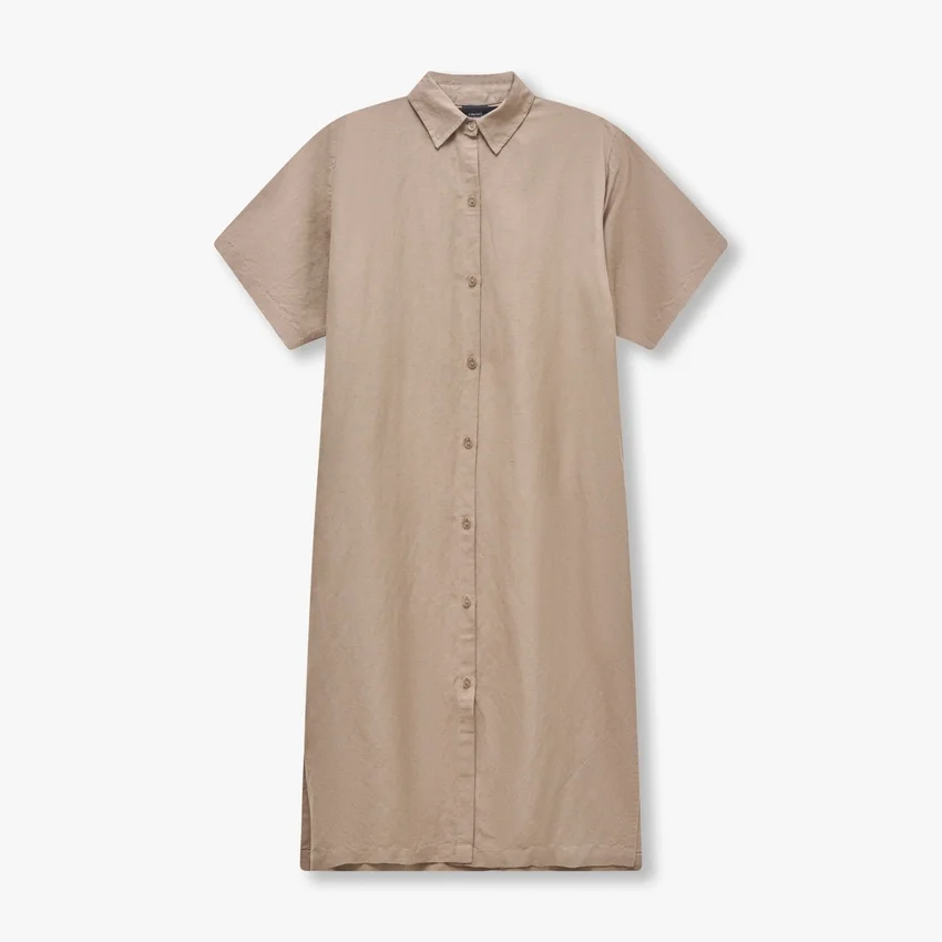 Sukienka koszulowa z mieszanki lnu z serii Rewear – kolor marsh grey Sukienka koszulowa z mieszanki lnu z serii Rewear – kolor marsh grey